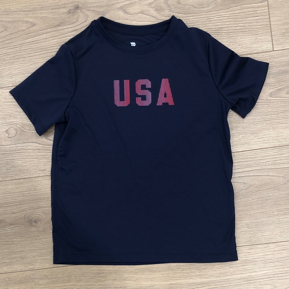 All in Motion Navy Kids Tee with Red USA Design size Small (6/7)
